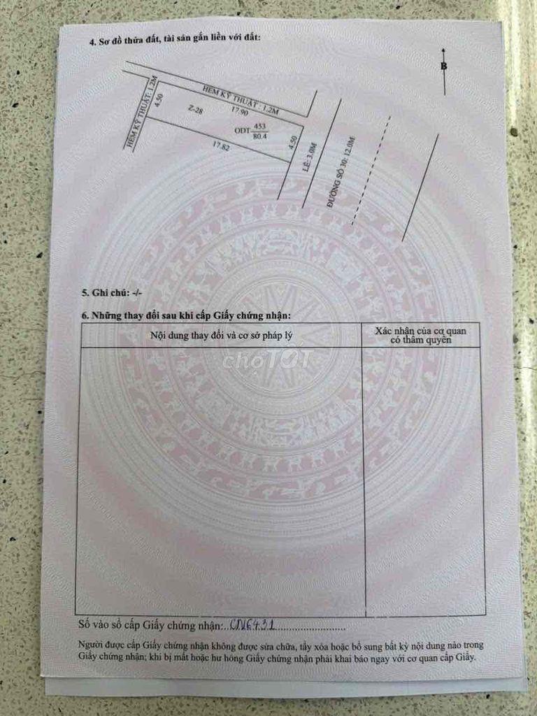 BÁN NỀN 4,5 x 18= 81m2 - Có 2 hẻm kỹ thuật - đường số 30- KDC CTY 8