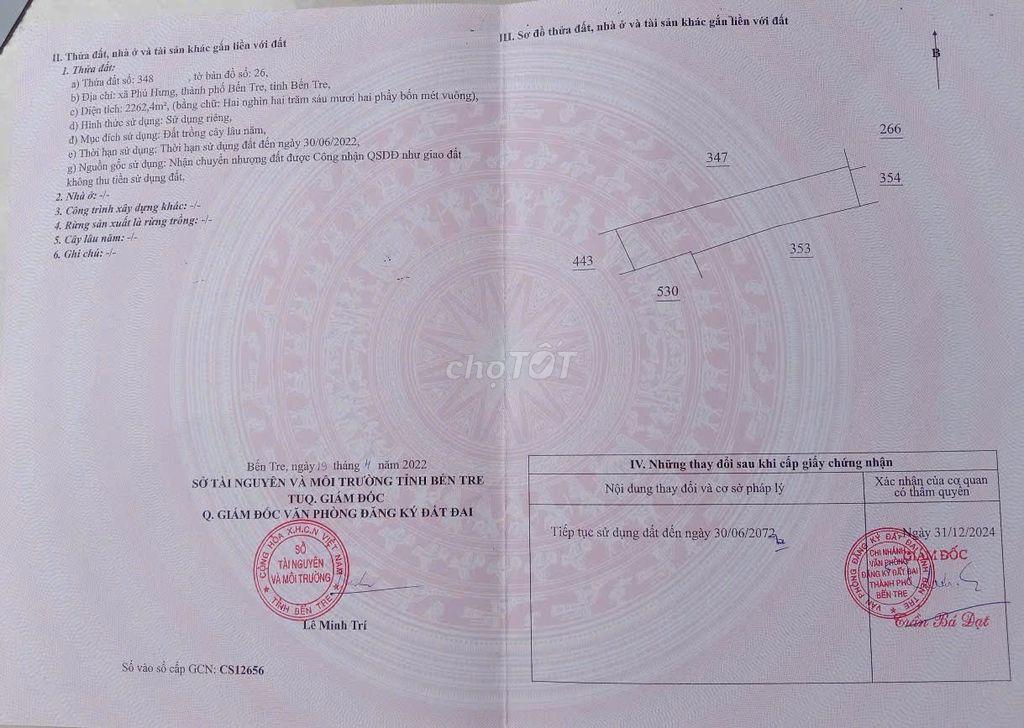 Bán đất vườn dừa