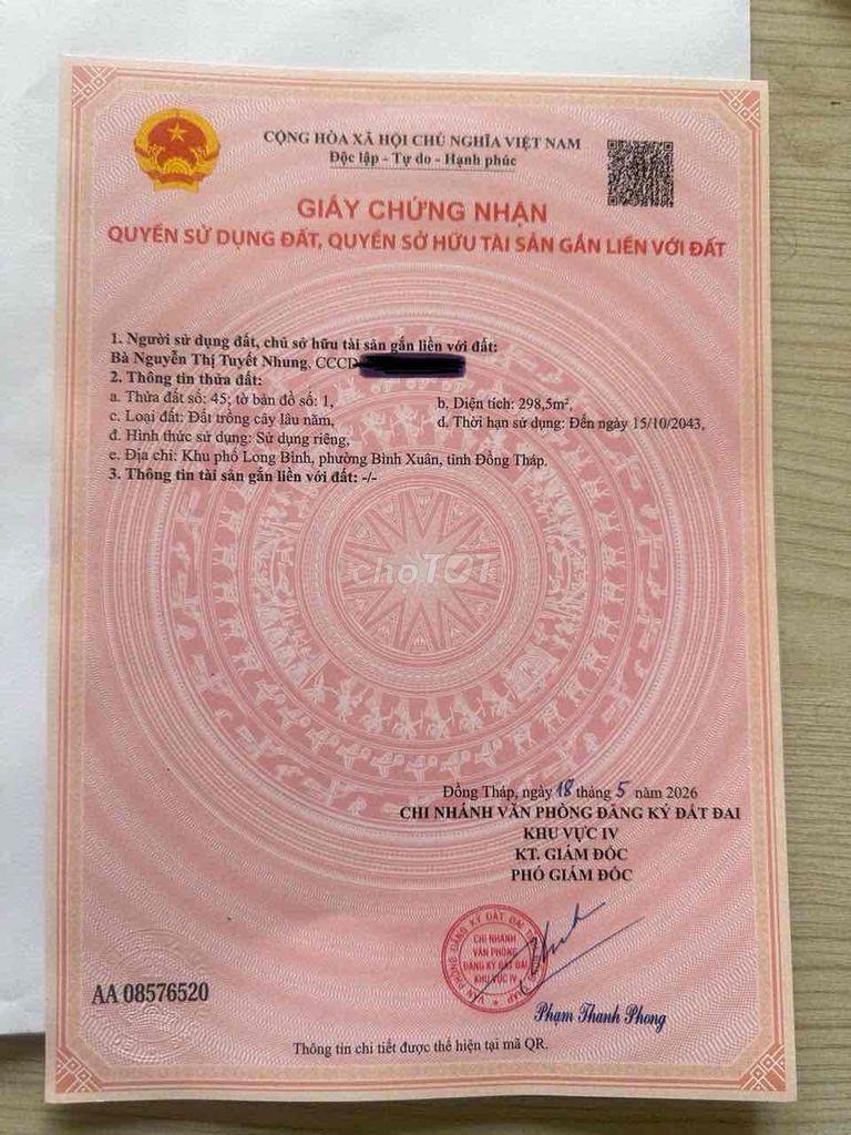 300 m2 đất lên thổ cư ok
