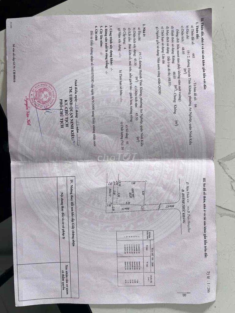 BÁN NỀN CÓ SẲN NHÀ TRỆT LỬNG DỂ CẢI TẠO,HẺM 19 NGAY CHỢ AN NGHIỆP
