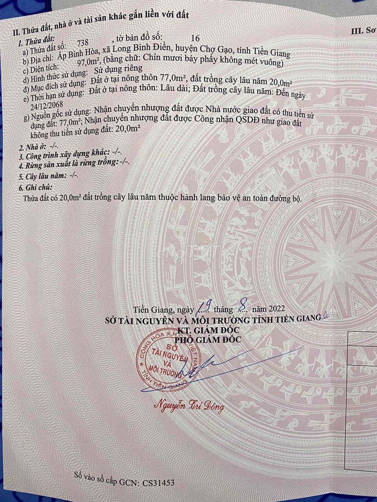 CHÍNH CHỦ cần bán gấp ĐẤT THỔ CƯ SẠCH ĐẸP