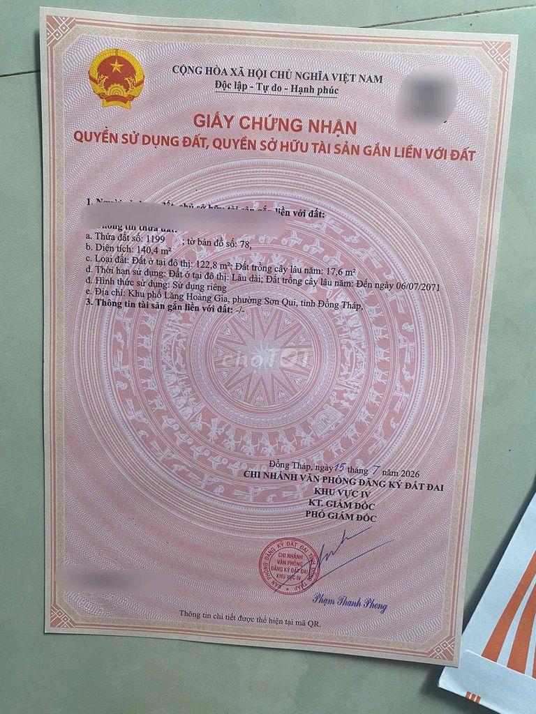 chính chủ bán đất mặt tiền thổ cư đê bao Long Hưng
